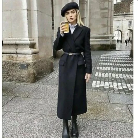 Sold Out Zara black lapel collar dress coat jacket - Picture 1 of 4